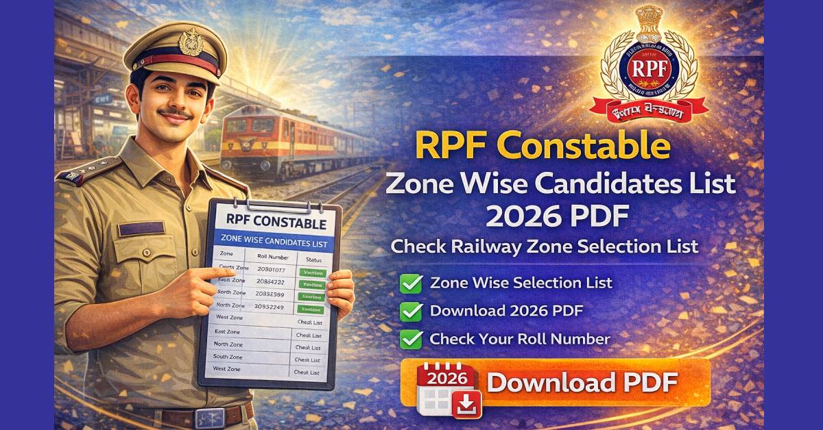 RPF Constable Zone Wise Candidates List 2026 PDF – Check Railway Zone Selection List